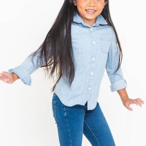 Cat & jack light blue denim long sleeve shirt size kids Small